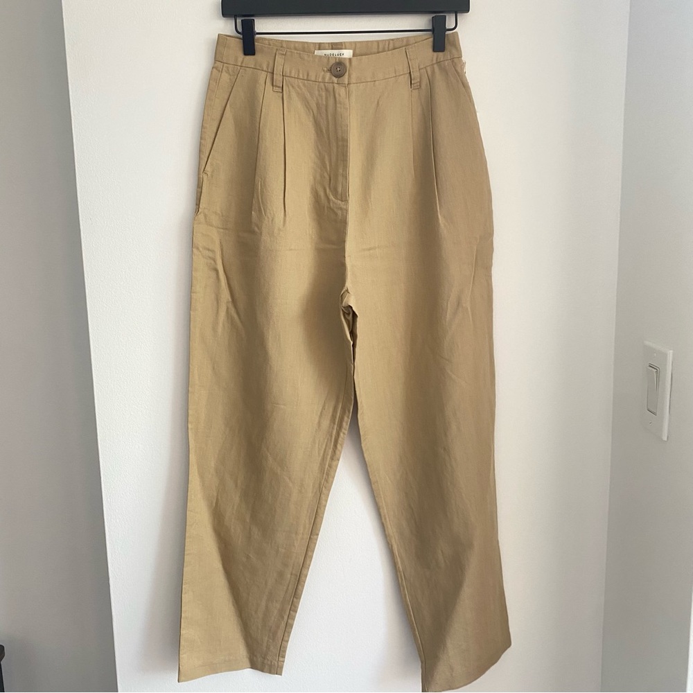 NWT Nude Lucy Linen Blend Tan Elina Tailored Pant